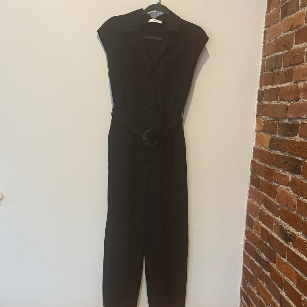 Mango Classic Black Belted Jumpsuit